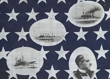 RARE AMERICAN PARADE FLAG WITH IMAGES OF TEDDY ROOSEVELT & HIS GREAT WHITE FLEET