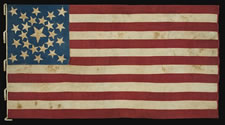 RARE, CIVIL WAR PERIOD, SOUTHERN-EXCLUSIONARY FLAG WITH 25 STARS, ARRANGED IN A BEAUTIFUL MEDALLION CONFIGURATION, ON A CORNFLOWER BLUE CANTON, LATE WAR, 1864-65