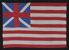 RARE HOMEMADE EXAMPLE OF THE "GRAND UNION", THE FIRST NATIONAL FLAG OF AMERICA, LIKELY MADE IN 1926 FOR THE SESQUICENTENNIAL OF AMERICAN INDEPENDENCE