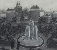 RARE IMAGE OF NEW YORK CITY'S UNION SQUARE IN CHARCOAL ON SANDPAPER, MID-19th CENTURY