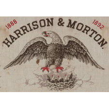 RARE KERCHIEF MADE FOR THE 1888 CAMPAIGN OF REPUBLICAN BENJAMIN HARRISON, WITH THE IMAGES OF A BALD EAGLE ON A NEST WITH EAGLETS