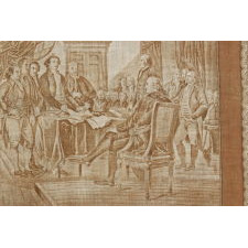 RARE, LARGE SCALE KERCHIEF WITH IMAGE OF JOHN TRUMBULL’S “DECLARATION OF INDEPENDENCE,” MADE FOR THE 1826 SEMICENTENNIAL