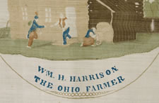 RARE "OHIO FARMER" SLOGAN KERCHIEF FROM THE 1840 PRESIDENTIAL CAMPAIGN OF WILLIAM HENRY HARRISON