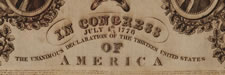 RARE PRINTING OF THE DECLARATION OF INDEPENDENCE ON CLOTH, ONE OF THE EARLIEST KNOWN PRINTINGS OF ANY KIND, CA 1800-1809