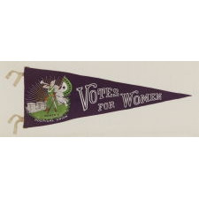 RARE SUFFRAGETTE PENNANT WITH ICONIC BUGLER GIRL OR "CLARION" IMAGE, MADE FOR HARRIOT STANTON EATON BLANCH'S WOMENS POLITICAL UNION IN NYC, 1910-1915