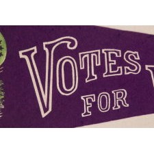 RARE SUFFRAGETTE PENNANT WITH ICONIC BUGLER GIRL OR "CLARION" IMAGE, MADE FOR HARRIOT STANTON EATON BLANCH'S WOMENS POLITICAL UNION IN NYC, 1910-1915