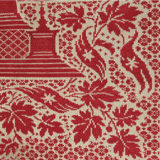 RED & WHITE COVERLET, MADE FOR THE 1876 CENTENNIAL EXPOSITION IN PHILADELPHIA, FEATURING MEMORIAL HALL ART MUSEUM