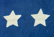 REMELY RARE 26 STAR PARADE FLAG, THE EARLIEST KNOWN STAR COUNT FOR PRINTED FLAGS, 1837-1846, MICHIGAN STATEHOOD, THE NAME "F.V. GREENE" EMBROIDERED IN RED SILK