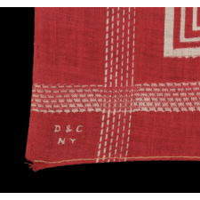 ROOSEVELT BATTLE FLAG KERCHIEF, MADE FOR THE 1912 PRESIDENTIAL CAMPAIGN OF TEDDY ROOSEVELT, WHEN HE RAN ON THE INDEPENDENT, PROGRESSIVE PARTY TICKET, SIGNED "D&C / NY" WITH "UNDERWOOD & UNDERWOOD" IMAGE COPYRIGHT