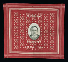 ROOSEVELT BATTLE FLAG KERCHIEF, MADE FOR THE 1912 PRESIDENTIAL CAMPAIGN OF TEDDY ROOSEVELT, WHEN HE RAN ON THE INDEPENDENT, PROGRESSIVE PARTY TICKET