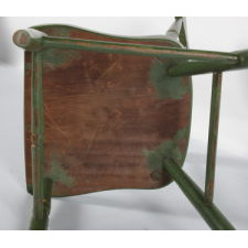 SET OF 6, GREEN, PLANK-SEATED, SPINDLE-BACK, PAINT-DECORATED, PENNSYLVANIA CHAIRS, CA 1845-70