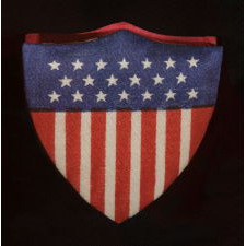 SHIELD-SHAPED PATRIOTIC BOX, SILK & PAPER, ca 1898-1926