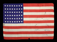 SIGNATURES of GENERALS GEORGE PATTON & OMAR BRADLEY on a 48 STAR PARADE FLAG