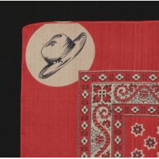 SILK CAMPAIGN KERCHIEF FEATURING A PROMINENT BULL MOOSE, MADE FOR THE 1912 PRESIDENTIAL RUN OF TEDDY ROOSEVELT, WHEN HE RAN ON THE NATIONAL PROGRESSIVE PARTY TICKET