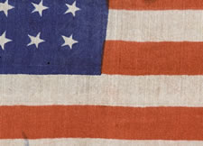 SILK KERCHIEF WITH 36 STARS, MADE FOR THE 1888 PRESIDENTIAL CAMPAIGN OF WILLIAM HENRY HARRISON AND LEVI MORTON