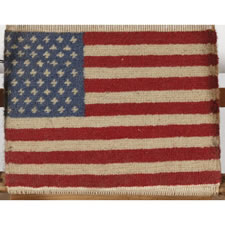 SMALL WOVEN WOOL AMERICAN FLAG ON LOOM, 50 STARS, 1960-76