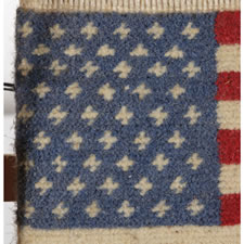 SMALL WOVEN WOOL AMERICAN FLAG ON LOOM, 50 STARS, 1960-76