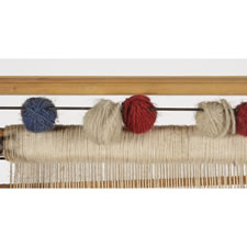 SMALL WOVEN WOOL AMERICAN FLAG ON LOOM, 50 STARS, 1960-76