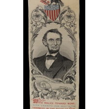 STEVENSGRAPH BOOK MARK WITH AN IMAGE OF ABRAHAM LINCOLN, MADE IN NEW JERSEY FOR THE 1876 CENTENNIAL INTERNATIONAL EXHIBITION IN PHILADELPHIA