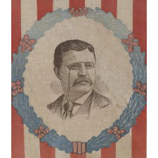 STRIKING AND VERY RARE PRESIDENTIAL CAMPAIGN BANNER WITH A PORTRAIT OF THEODORE ROOSEVELT AND A LARGE EAGLE, 1912