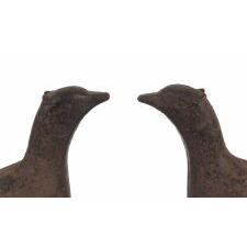 SUBSTANTIAL PHEASANT ANDIRONS, SOLID CAST IRON, ATTRIBUTED TO A LANCASTER COUNTY PENNSYLVANIA FOUNDRY, circa 1880-1915