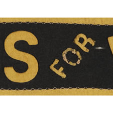 SUFFRAGETTE PENNANT WITH APPLIED LETTERS THAT READ "VOTES FOR WOMEN", 1910-1920