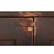 TWO-DOOR MAINE JELLY CUPBOARD, IN OXBLOOD RED PAINT, WITH EXCEPTIONAL PATINA, ca 1830