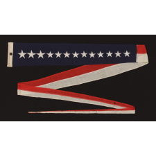 U.S. NAVY COMMISSION PENNANT WITH 13 STARS IN TWO DIFFERENT SIZES, 11-FEET ON THE FLY, SPANISH-AMERICAN WAR - WWI ERA (ca 1898 - 1918)