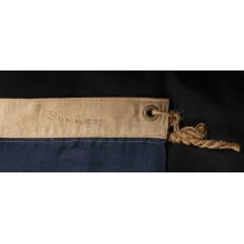 U.S. NAVY SMALL BOAT ENSIGN WITH 13 HAND-SEWN STARS, PROBABLY MADE BETWEEN MADE BETWEEN 1866 AND 1870, IN THE LARGEST SIZE DICTATED BY NAVY REGULATIONS, A VERY SCARCE AND BEAUTIFUL EXAMPLE WITH A 3-2-3-2-3 CONFIGURATION OF LINEAL ROWS