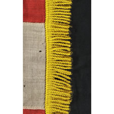 UNITED STATES INFANTRY BATTLE FLAG WITH A RARE ARRANGEMENT OF 42 STARS, AN UNOFFICIAL STAR COUNT, LATE INDIAN WARS PERIOD, WASHINGTON STATEHOOD, 1889-90