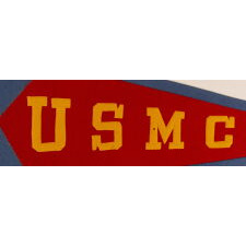 UNITED STATES MARINE CORPS PENNANT OF NOTABLE WEIGHT, QUALITY, & SCALE, circa 1914-1920’s