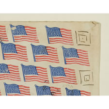 UNUSUAL COVER (ENVELOPE) WITH REPEATING IMAGES OF 45 STAR FLAGS, SENT FROM CONNECTICUT TO ITALY IN 1908