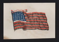 VERY RARE 1865 ABRAHAM LINCOLN MOURNING FLAG, PRINTED ON PAPER