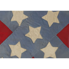 VERY RARE CIVIL WAR-PERIOD CONFEDERATE FLAG IN THE THIRD NATIONAL FORMAT, A STYLE ADOPTED JUST 36 DAYS BEFORE THE WAR'S END, MADE OF SILK AND SATIN, WITH BEAUTIFUL COLORATION RED SILK TIES