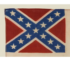 VERY RARE SILK PARADE FLAG IN THE 3RD NATIONAL CONFEDERATE FORMAT