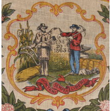 WEST VIRGINIA STATE PARADE FLAG, CA 1929 OR PERHAPS PRIOR, A RARE AND BEAUTIFUL EXAMPLE