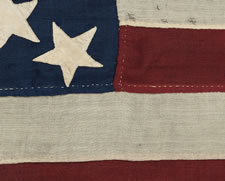 A WHIMSICAL ARRANGEMENT OF 37 STARS, POINTING IN VARIOUS DIRECTIONS, ON A FLAG WITH SMALLER THAN USUAL DIMENSIONS FOR THE PERIOD, 1867-1876, NEBRASKA STATEHOOD