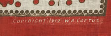 WHIMSICAL TURKEY RED KERCHIEF MADE FOR THE 1912 (PROGRESSIVE PARTY) CAMPAIGN OF TEDDY ROOSEVELT, WITH HIS FAMOUS SLOUCH HAT AS A CENTER MEDALLION