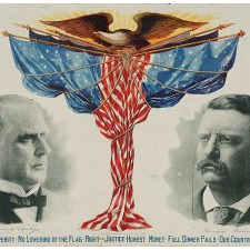 WILLIAM McKINLEY & THEODORE ROOSEVELT POLITICAL CAMPAIGN POSTER, MADE IN CHICAGO, 1900