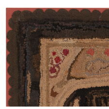 WOOL HOOKED RUG WITH TWO BLACK HORSES, APPLES, & WONDERFUL FOLK QUALITIES, AMERICAN, circa 1865-1880