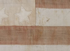 WWI, BELGIAN-MADE FLAG WITH 16 STARS AND ITS CANTON RESTING ON THE WAR STRIPE, USED TO WELCOME U.S. SOLDIERS AFTER LIBERATION FROM THE GERMANS, 1918