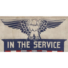 WWII SON-IN-SERVICE BANNER WITH AN EAGLE, A SHIELD,  AND  A "V" FOR VICTORY