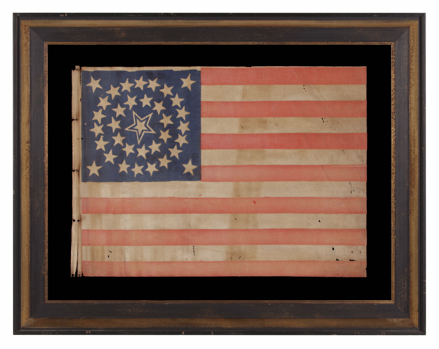 35 STARS IN A MEDALLION CONFIGURATION WITH A LARGE, HALOED CENTER STAR, CIVIL WAR PERIOD, WEST VIRGINIA STATEHOOD, 1863-65