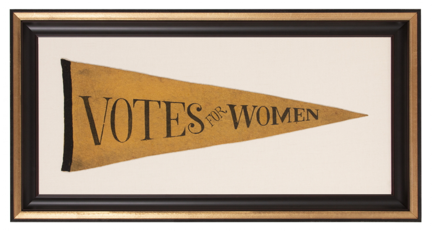 AMERICAN SUFFRAGE MOVEMENT PENNANT WITH "VOTES FOR WOMEN" TEXT, CIRCA 1912-1920