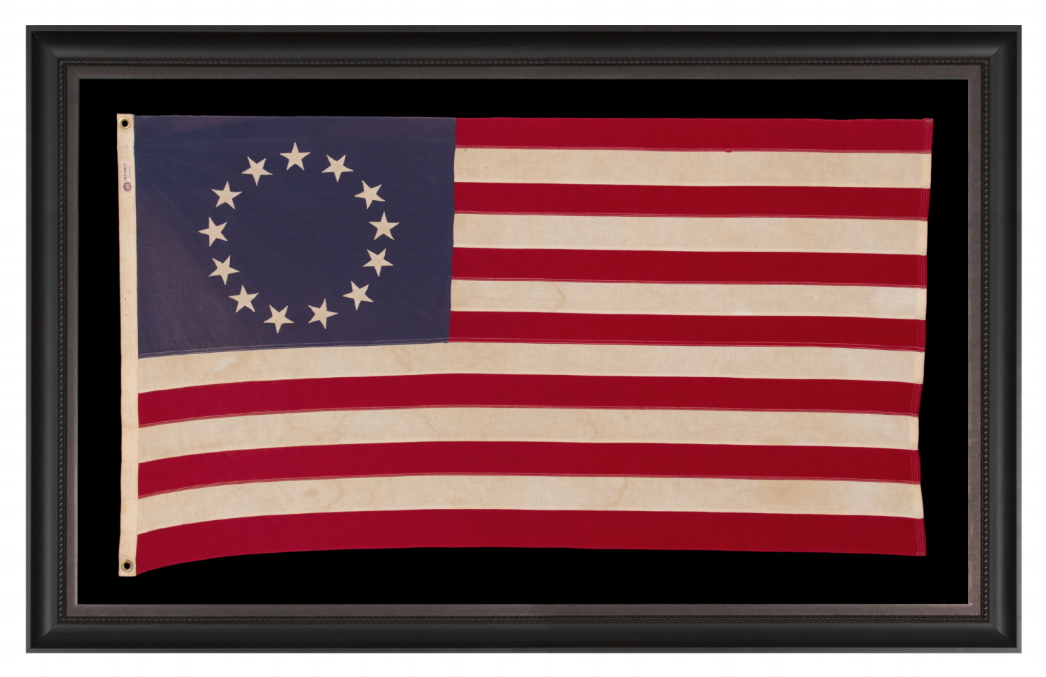 13 STARS IN THE BETSY ROSS PATTERN, ON A VINTAGE AMERICAN FLAG, MADE BY THE ANNIN COMPANY OF NEW YORK & NEW JERSEY, circa 1955 - 1965