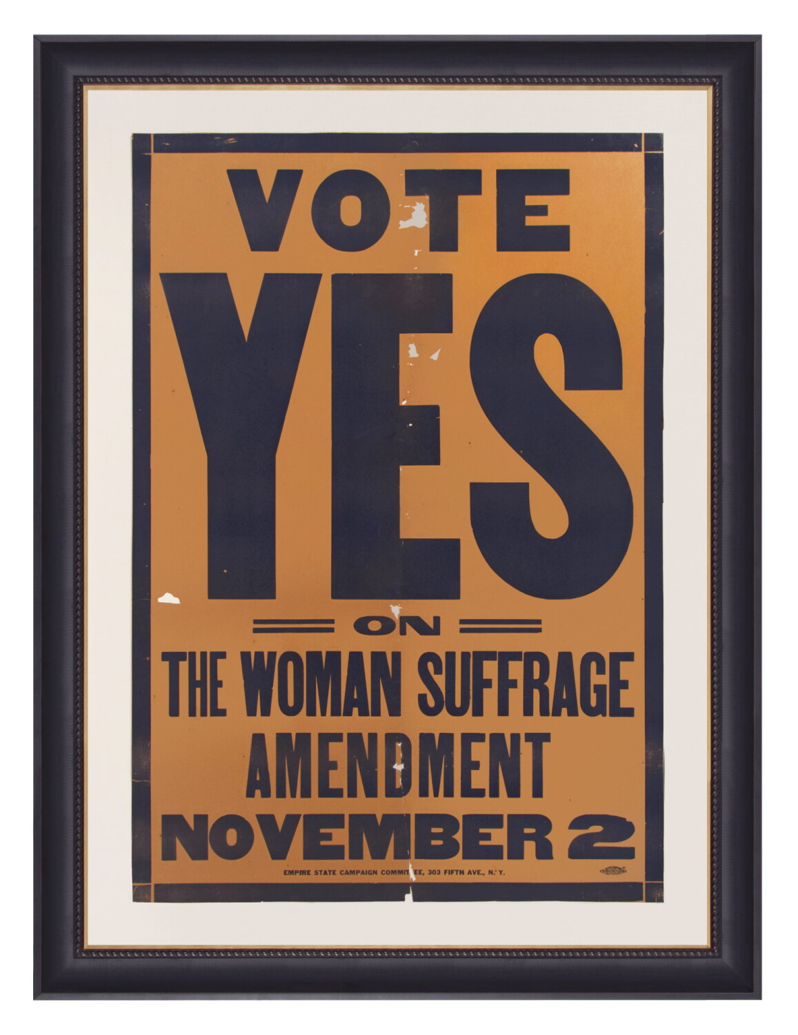 RARE & BOLDLY GRAPHIC AMERICAN SUFFRAGETTE POSTER, COMMISSIONED BY THE EMPIRE STATE CAMPAIGN COMMITTEE, CARRIE CHAPMAN CATT’S GROUP, circa 1915