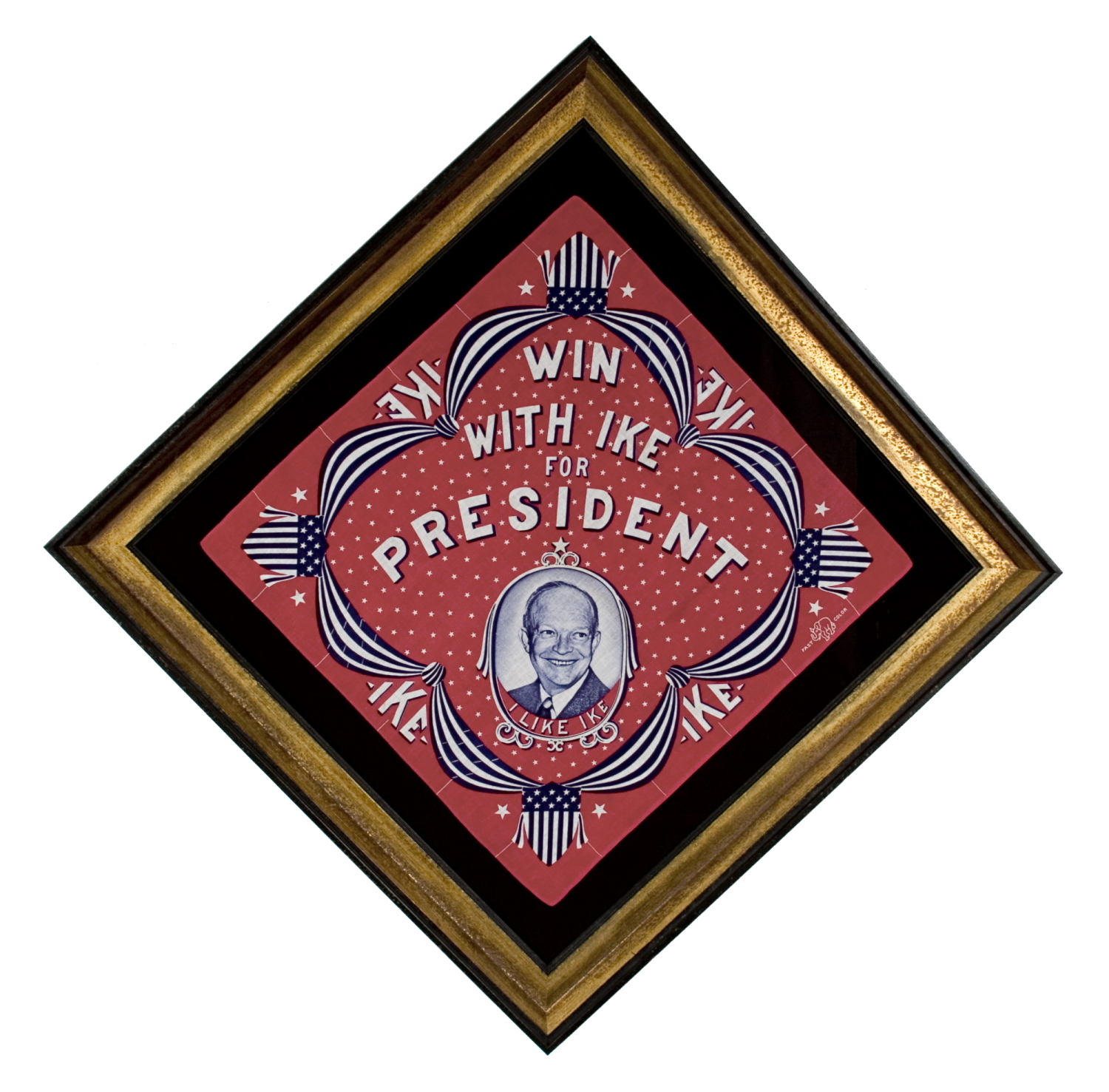 PORTRAIT STYLE KERCHIEF FROM THE 1952 PRESIDENTIAL CAMPAIGN OF REPUBLICAN IKE EISENHOWER, FORMER SUPREME COMMANDER OF ALLIED FORCES IN EUROPE DURING WWII (NATO)