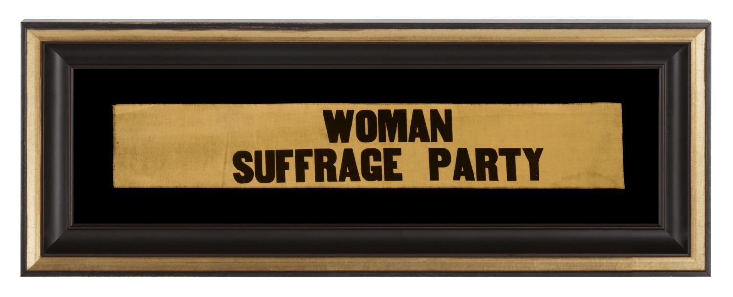YELLOW SUFFRAGETTE SASH, MADE FOR CARRIE CHAPMAN CATT'S "WOMAN SUFFRAGE PARTY" OF NEW YORK CITY, CA 1909-1917