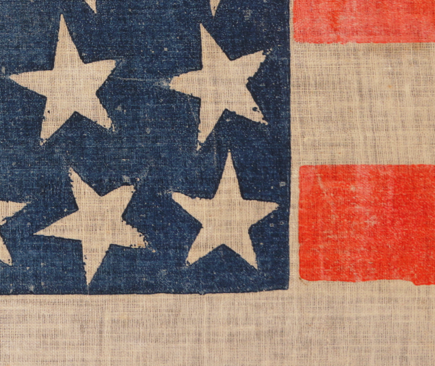 38 STAR ANTIQUE AMERICAN PARADE FLAG WITH JUSTIFIED ROWS OF 7-6-6-6-6-7 ...