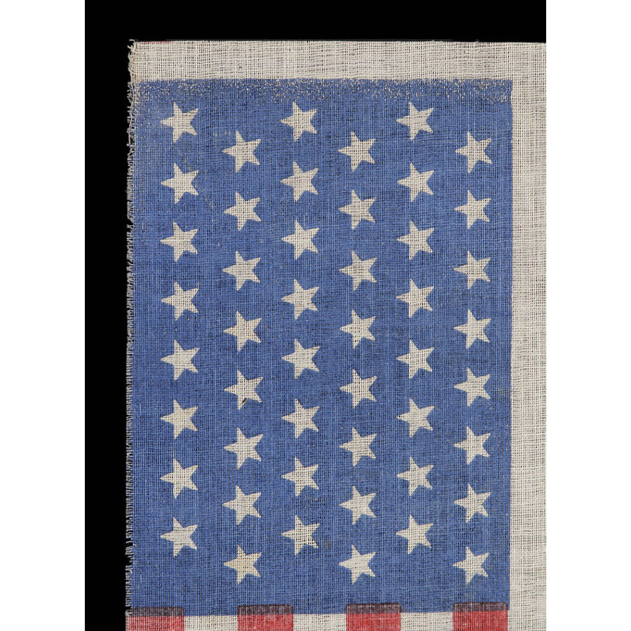 48 STARS IN STAGGERED ROWS ON AN ANTIQUE AMERICAN FLAG WITH A ROYAL ...